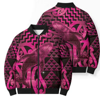 Humpback Whale Matariki New Zealand Bomber Puffer Jacket NZ Maori Paikea Poutama Luxury Pink LT14 - Polynesian Pride