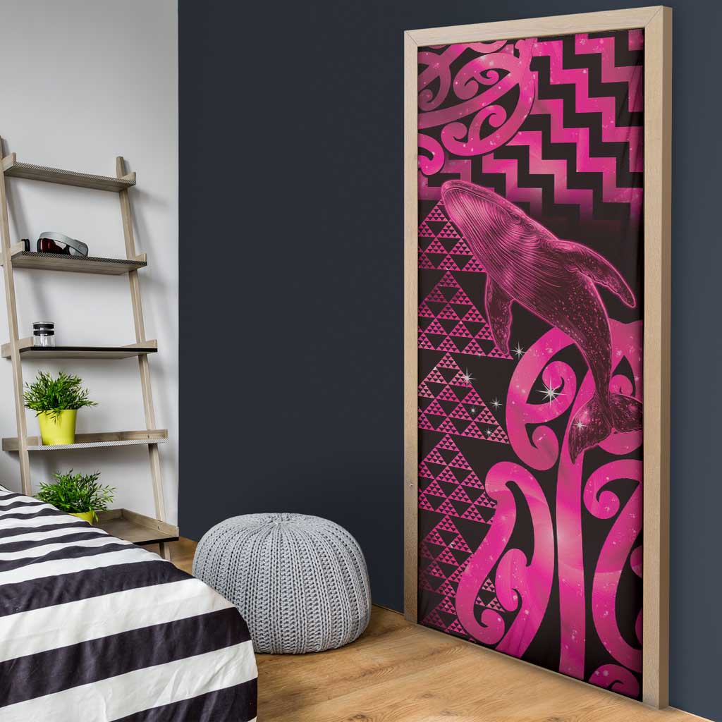 Humpback Whale Matariki New Zealand Door Cover NZ Maori Paikea Poutama Luxury Pink