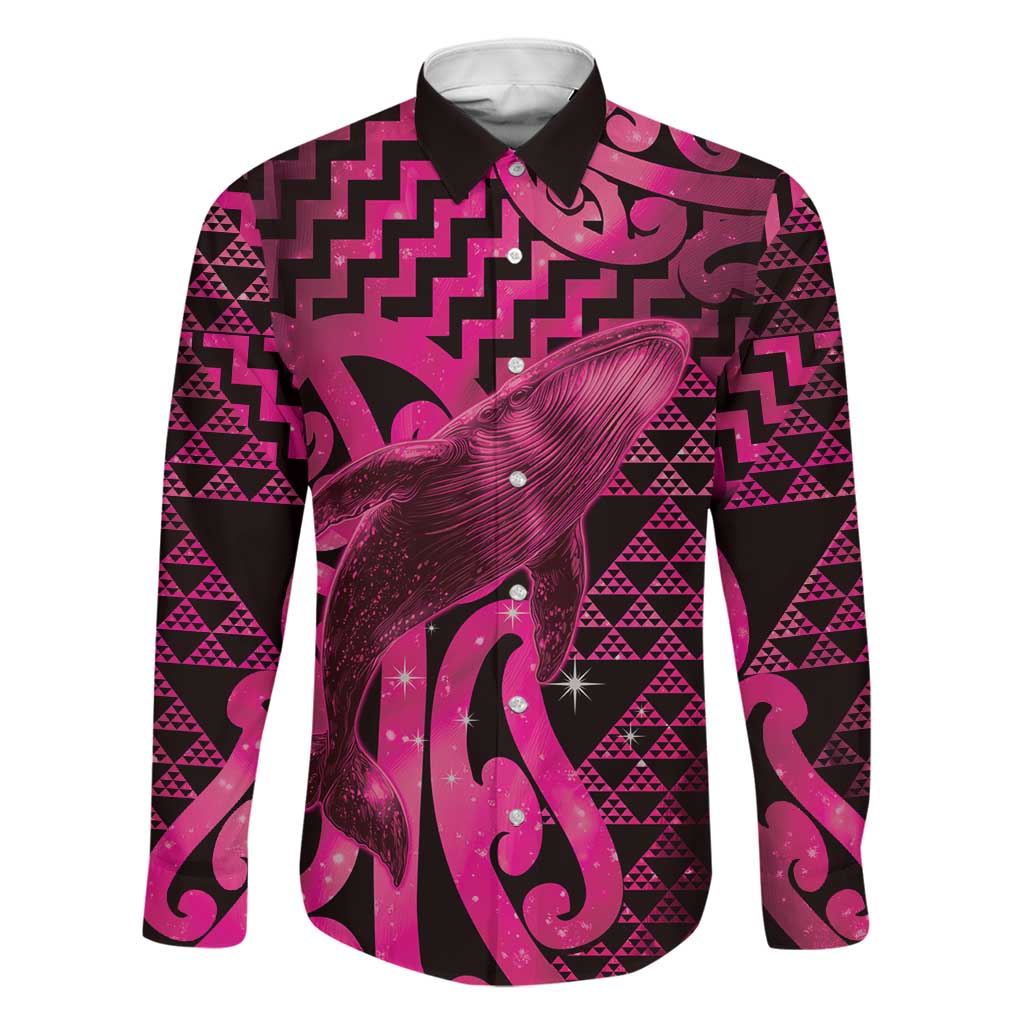 Humpback Whale Matariki New Zealand Family Matching Off Shoulder Maxi Dress and Hawaiian Shirt NZ Maori Paikea Poutama Luxury Pink