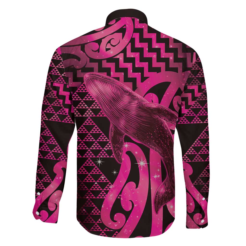 Humpback Whale Matariki New Zealand Family Matching Off Shoulder Short Dress and Hawaiian Shirt NZ Maori Paikea Poutama Luxury Pink