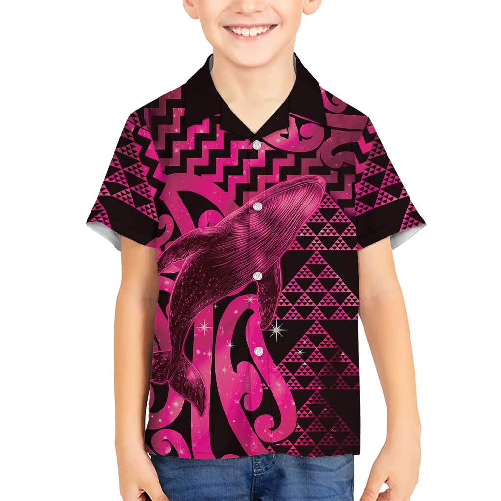 Humpback Whale Matariki New Zealand Family Matching Puletasi and Hawaiian Shirt NZ Maori Paikea Poutama Luxury Pink