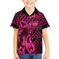 Humpback Whale Matariki New Zealand Family Matching Puletasi and Hawaiian Shirt NZ Maori Paikea Poutama Luxury Pink