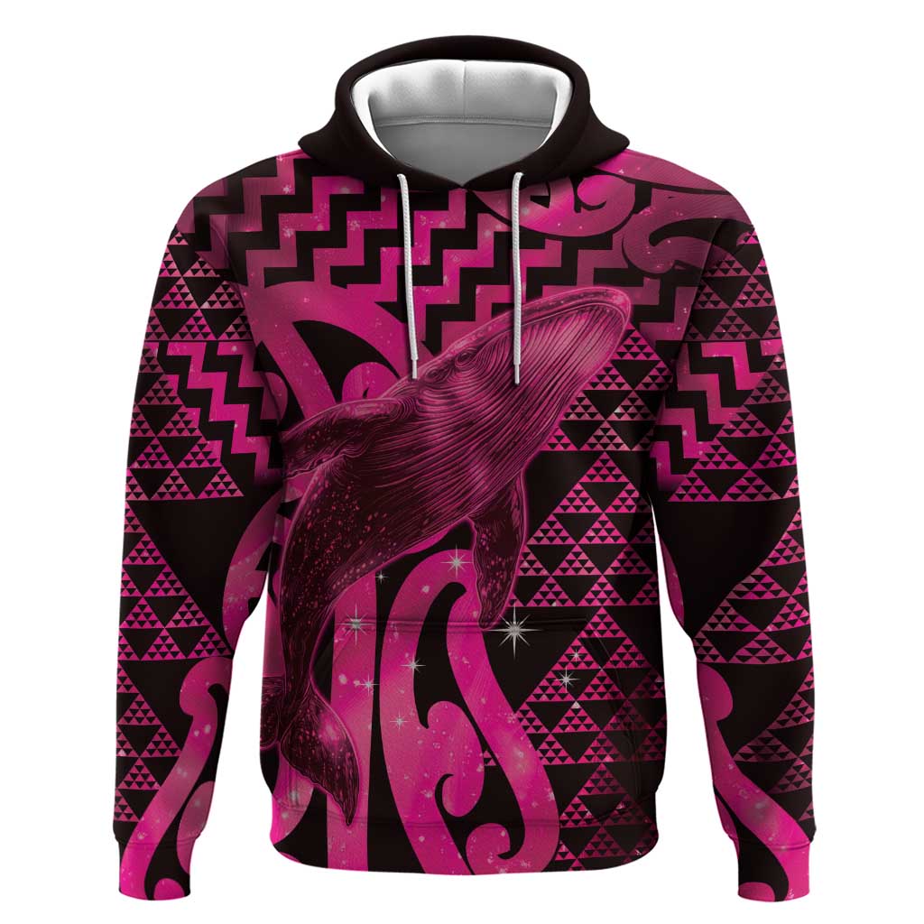 Humpback Whale Matariki New Zealand Hoodie NZ Maori Paikea Poutama Luxury Pink