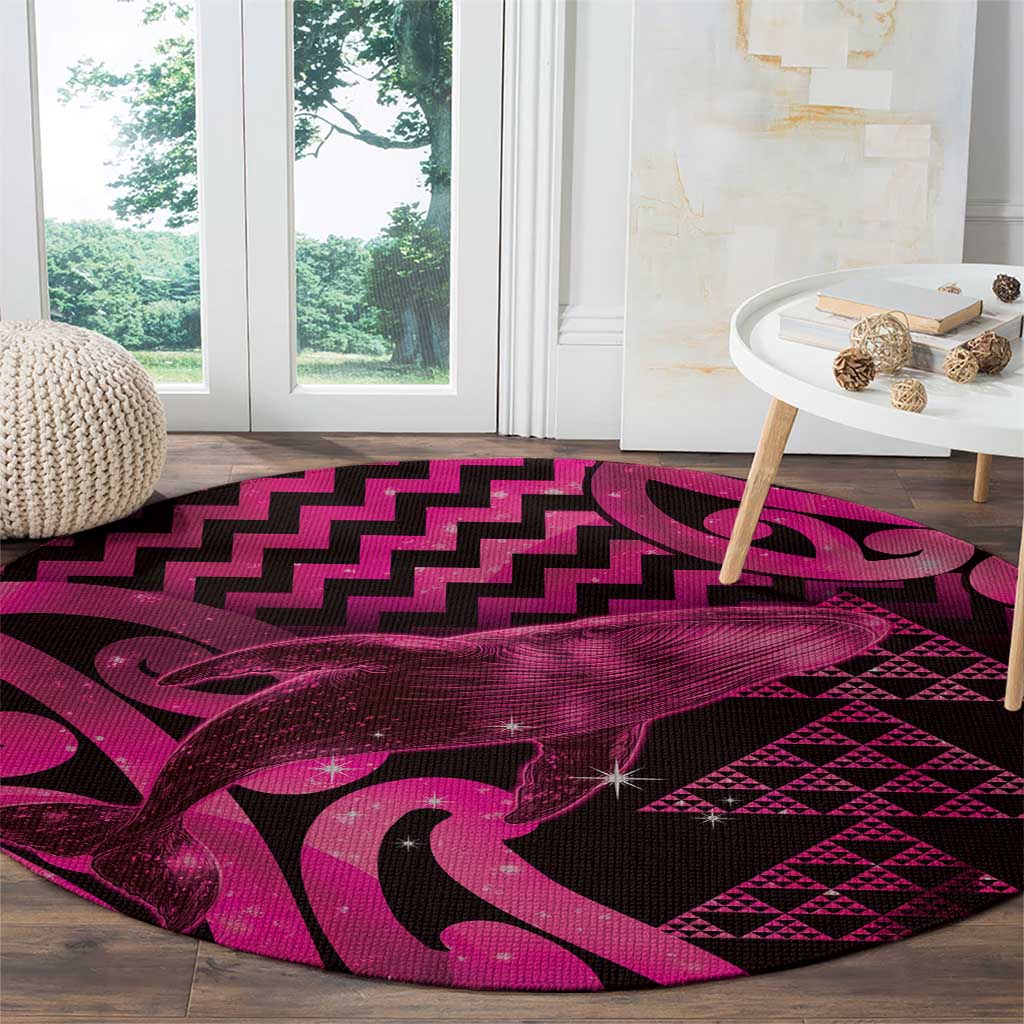 Humpback Whale Matariki New Zealand Round Carpet NZ Maori Paikea Poutama Luxury Pink LT14 - Polynesian Pride