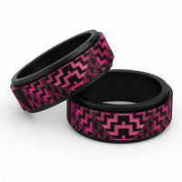 Humpback Whale Matariki New Zealand Spinner Ring NZ Maori Paikea Poutama Luxury Pink LT14 Black Pink - Polynesian Pride