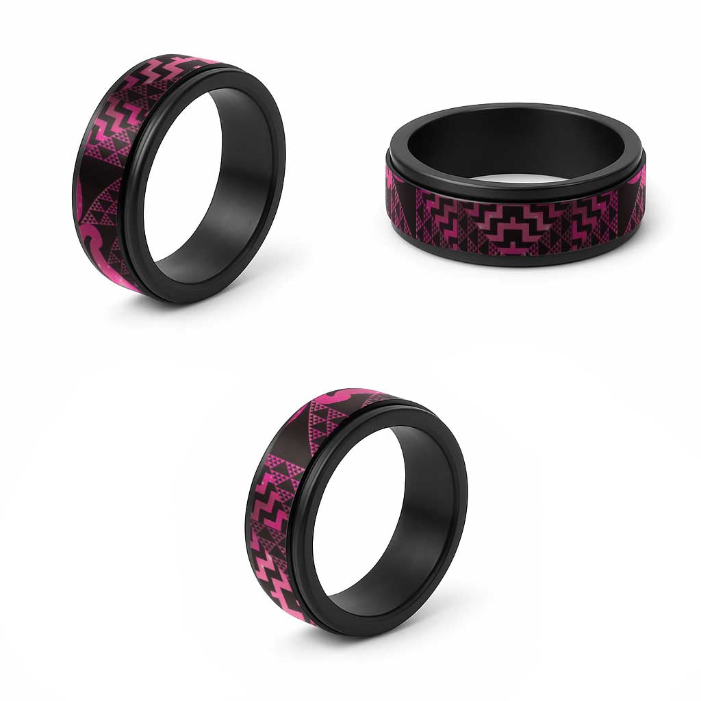 Humpback Whale Matariki New Zealand Spinner Ring NZ Maori Paikea Poutama Luxury Pink LT14 - Polynesian Pride