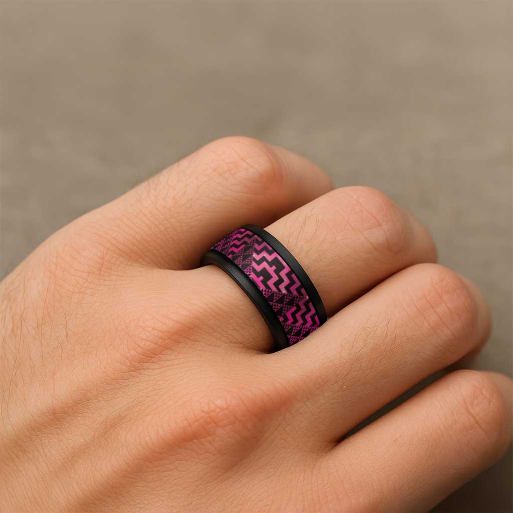 Humpback Whale Matariki New Zealand Spinner Ring NZ Maori Paikea Poutama Luxury Pink LT14 - Polynesian Pride