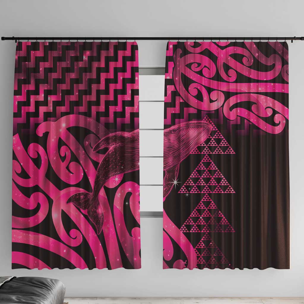Humpback Whale Matariki New Zealand Window Curtain NZ Maori Paikea Poutama Luxury Pink