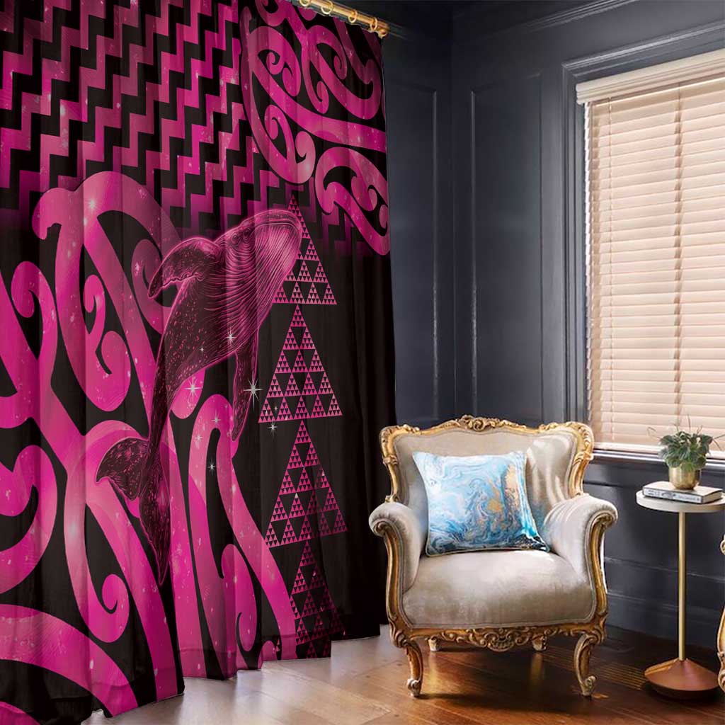Humpback Whale Matariki New Zealand Window Curtain NZ Maori Paikea Poutama Luxury Pink LT14 - Polynesian Pride