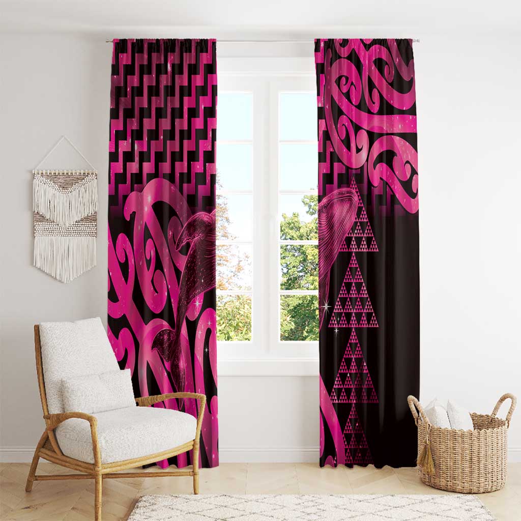 Humpback Whale Matariki New Zealand Window Curtain NZ Maori Paikea Poutama Luxury Pink LT14 - Polynesian Pride