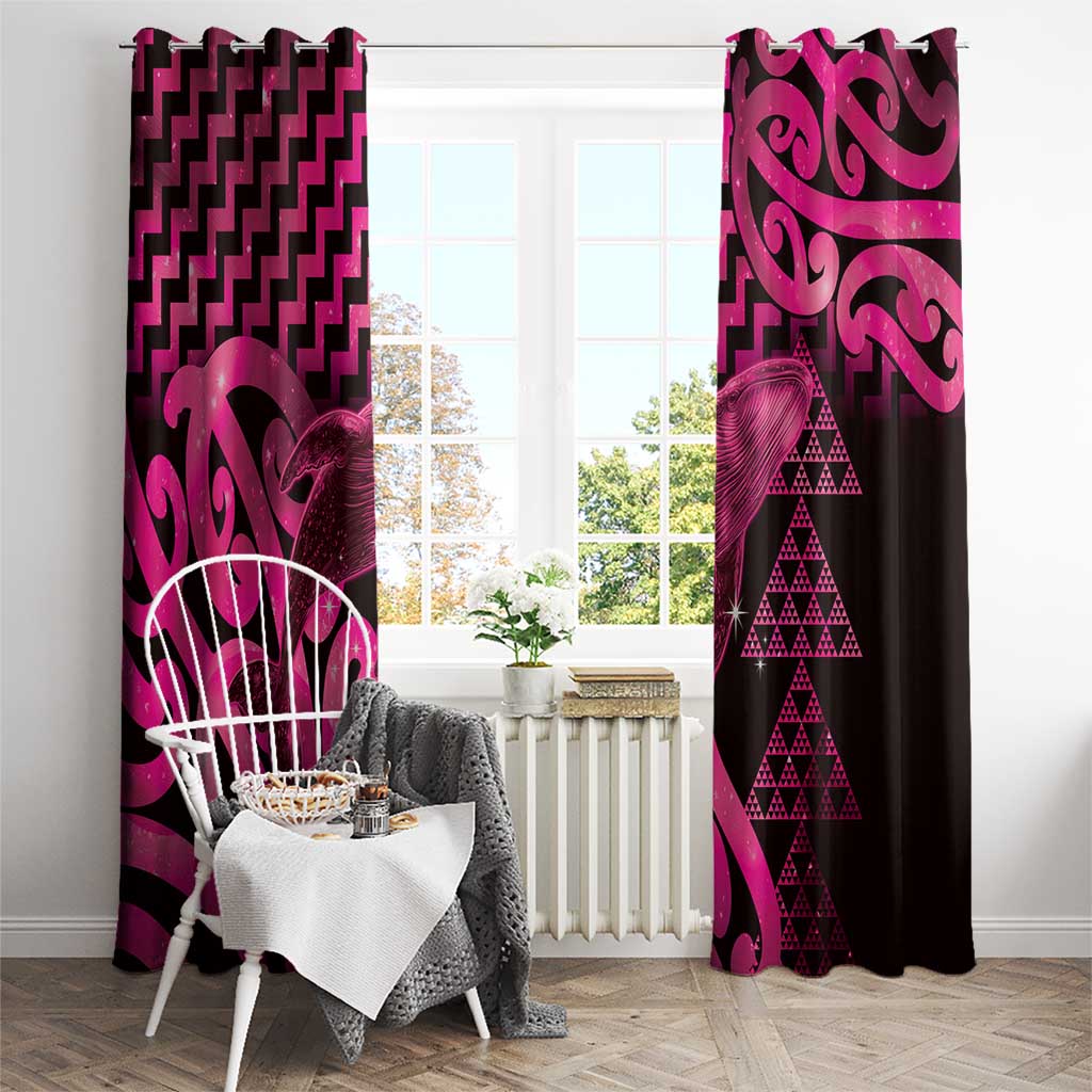 Humpback Whale Matariki New Zealand Window Curtain NZ Maori Paikea Poutama Luxury Pink LT14 - Polynesian Pride