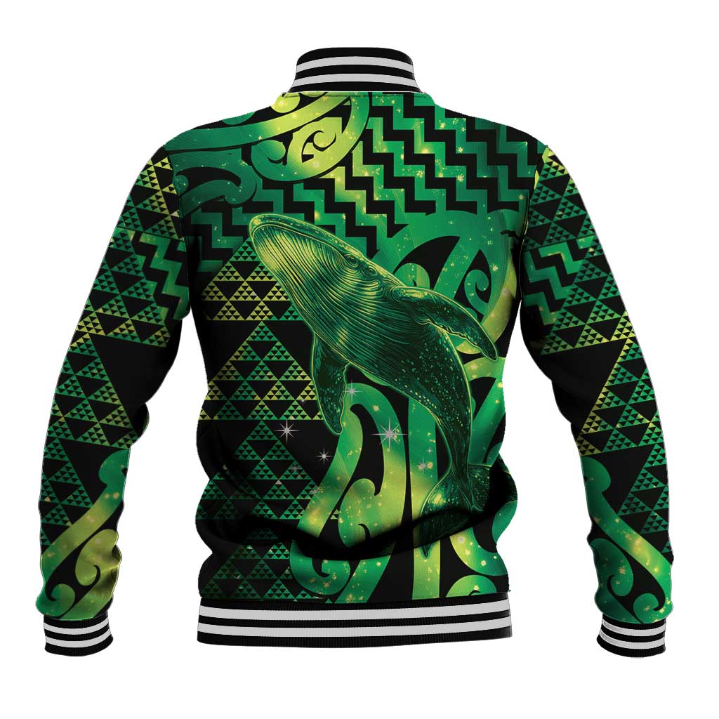 Humpback Whale Matariki New Zealand Baseball Jacket NZ Maori Paikea Poutama Luxury Green LT14 - Polynesian Pride