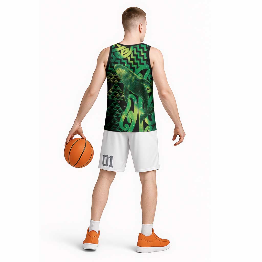 Humpback Whale Matariki New Zealand Basketball Jersey NZ Maori Paikea Poutama Luxury Green
