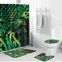 Humpback Whale Matariki New Zealand Bathroom Set NZ Maori Paikea Poutama Luxury Green LT14 Bathroom Set (4 pcs) Green - Polynesian Pride