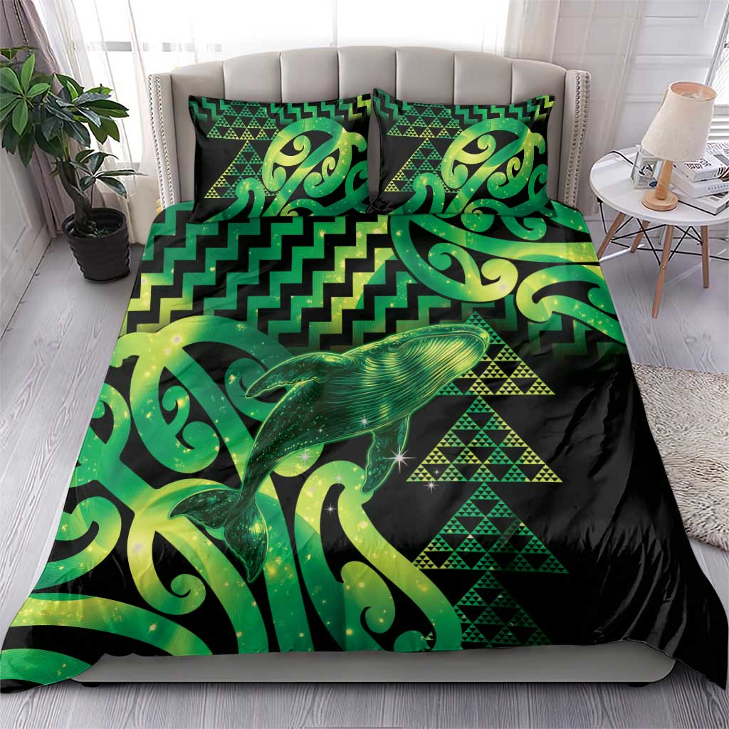 Humpback Whale Matariki New Zealand Bedding Set NZ Maori Paikea Poutama Luxury Green LT14 - Polynesian Pride