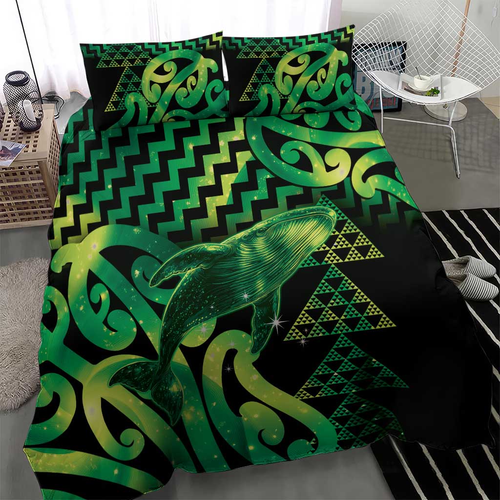 Humpback Whale Matariki New Zealand Bedding Set NZ Maori Paikea Poutama Luxury Green LT14 - Polynesian Pride