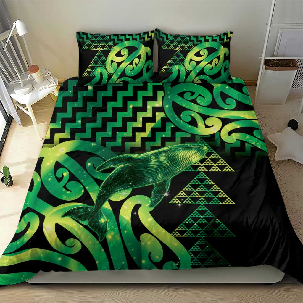 Humpback Whale Matariki New Zealand Bedding Set NZ Maori Paikea Poutama Luxury Green LT14 - Polynesian Pride