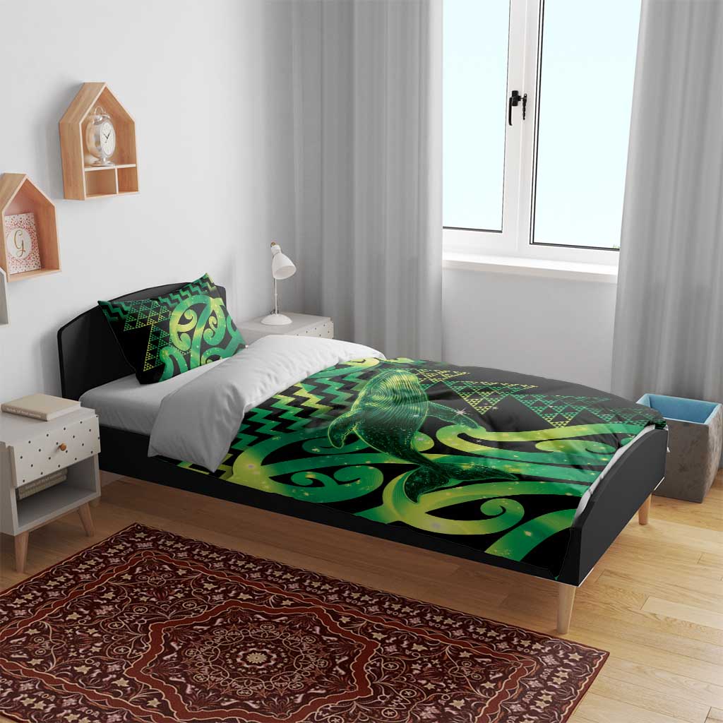 Humpback Whale Matariki New Zealand Bedding Set NZ Maori Paikea Poutama Luxury Green LT14 - Polynesian Pride