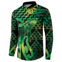 Humpback Whale Matariki New Zealand Button Sweatshirt NZ Maori Paikea Poutama Luxury Green LT14 - Polynesian Pride