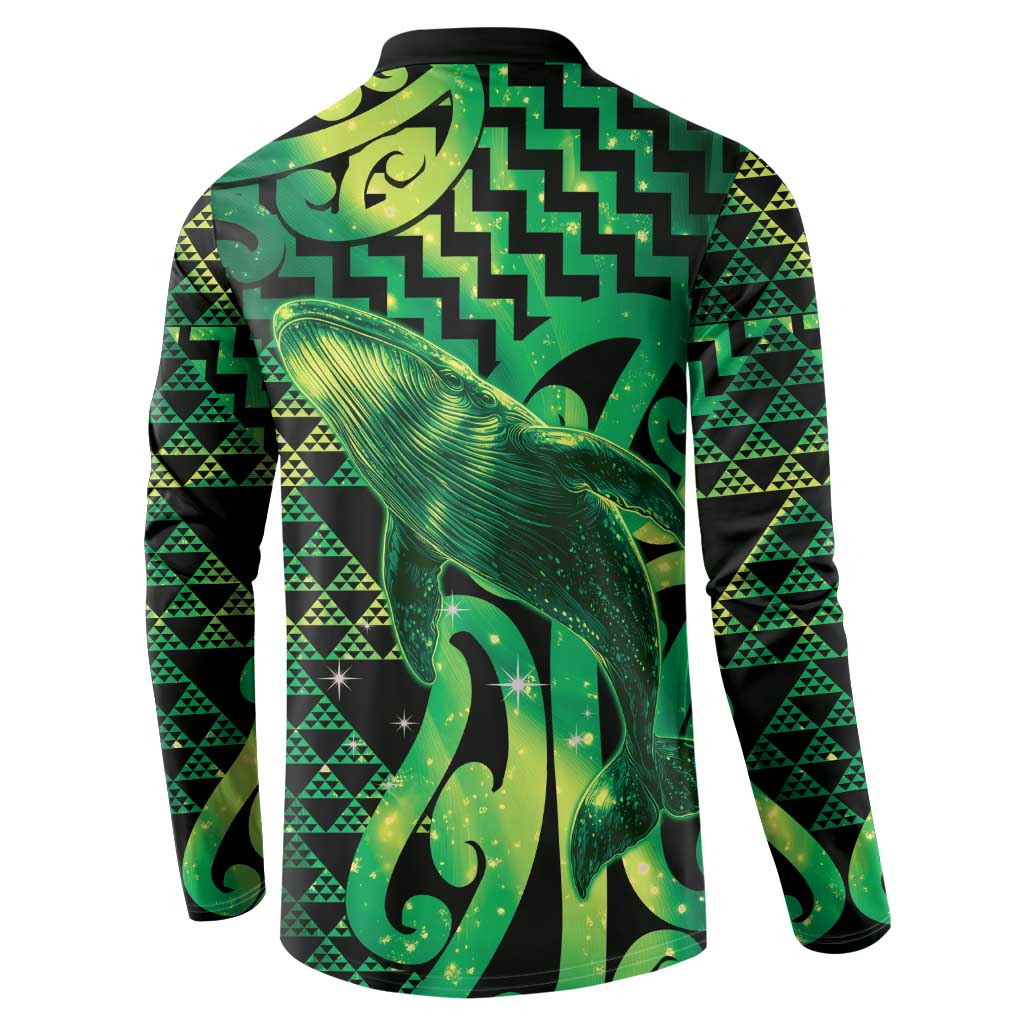 Humpback Whale Matariki New Zealand Button Sweatshirt NZ Maori Paikea Poutama Luxury Green LT14 - Polynesian Pride