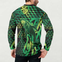 Humpback Whale Matariki New Zealand Button Sweatshirt NZ Maori Paikea Poutama Luxury Green LT14 - Polynesian Pride