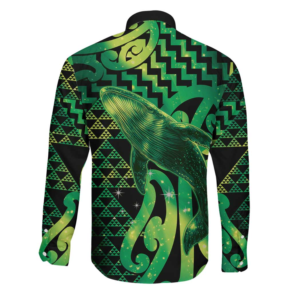 Humpback Whale Matariki New Zealand Family Matching Off Shoulder Maxi Dress and Hawaiian Shirt NZ Maori Paikea Poutama Luxury Green