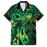 Humpback Whale Matariki New Zealand Family Matching Off Shoulder Short Dress and Hawaiian Shirt NZ Maori Paikea Poutama Luxury Green