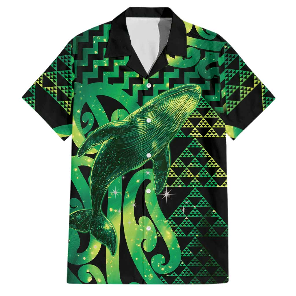 Humpback Whale Matariki New Zealand Family Matching Puletasi and Hawaiian Shirt NZ Maori Paikea Poutama Luxury Green