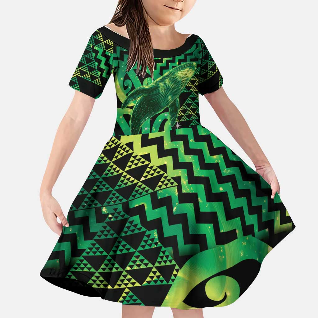 Humpback Whale Matariki New Zealand Family Matching Summer Maxi Dress and Hawaiian Shirt NZ Maori Paikea Poutama Luxury Green