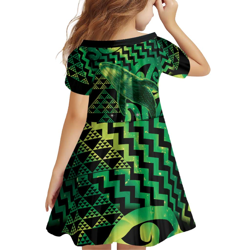 Humpback Whale Matariki New Zealand Family Matching Summer Maxi Dress and Hawaiian Shirt NZ Maori Paikea Poutama Luxury Green