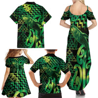 Humpback Whale Matariki New Zealand Family Matching Summer Maxi Dress and Hawaiian Shirt NZ Maori Paikea Poutama Luxury Green