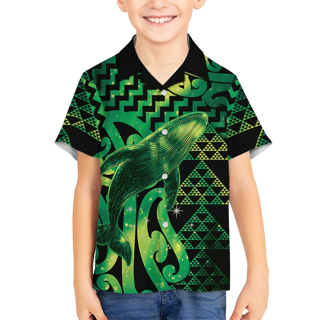 Humpback Whale Matariki New Zealand Family Matching Summer Maxi Dress and Hawaiian Shirt NZ Maori Paikea Poutama Luxury Green