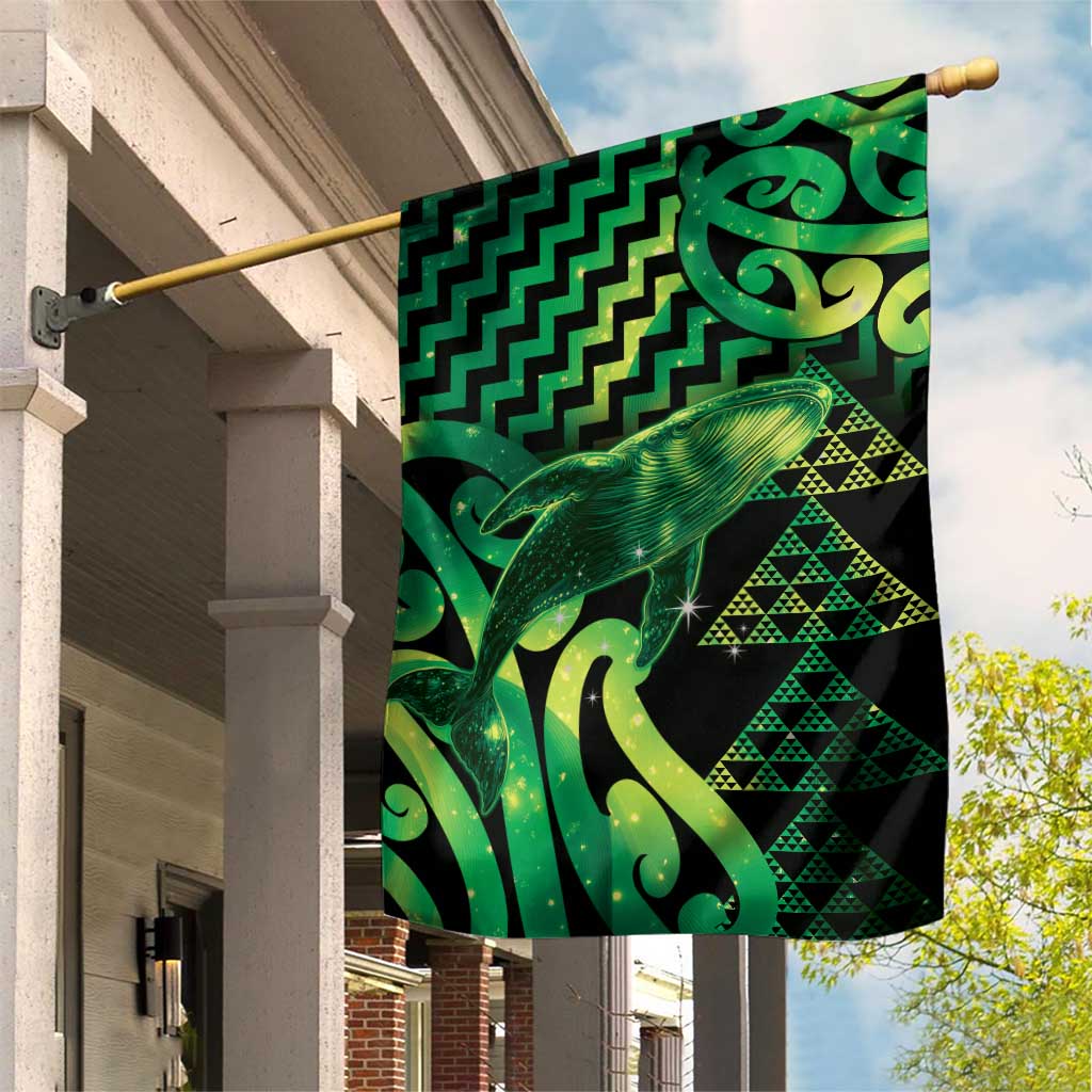 Humpback Whale Matariki New Zealand Garden Flag NZ Maori Paikea Poutama Luxury Green LT14 House Flag Green - Polynesian Pride