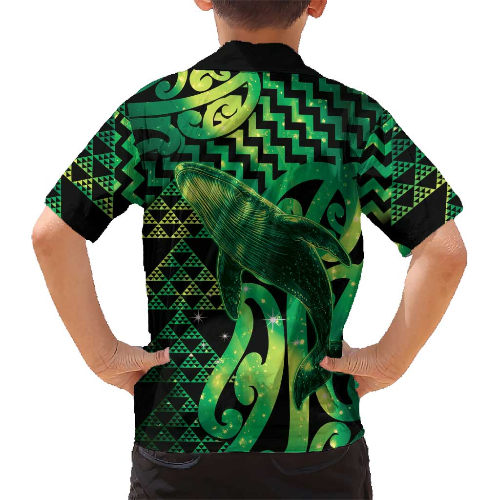 Humpback Whale Matariki New Zealand Kid Hawaiian Shirt NZ Maori Paikea Poutama Luxury Green