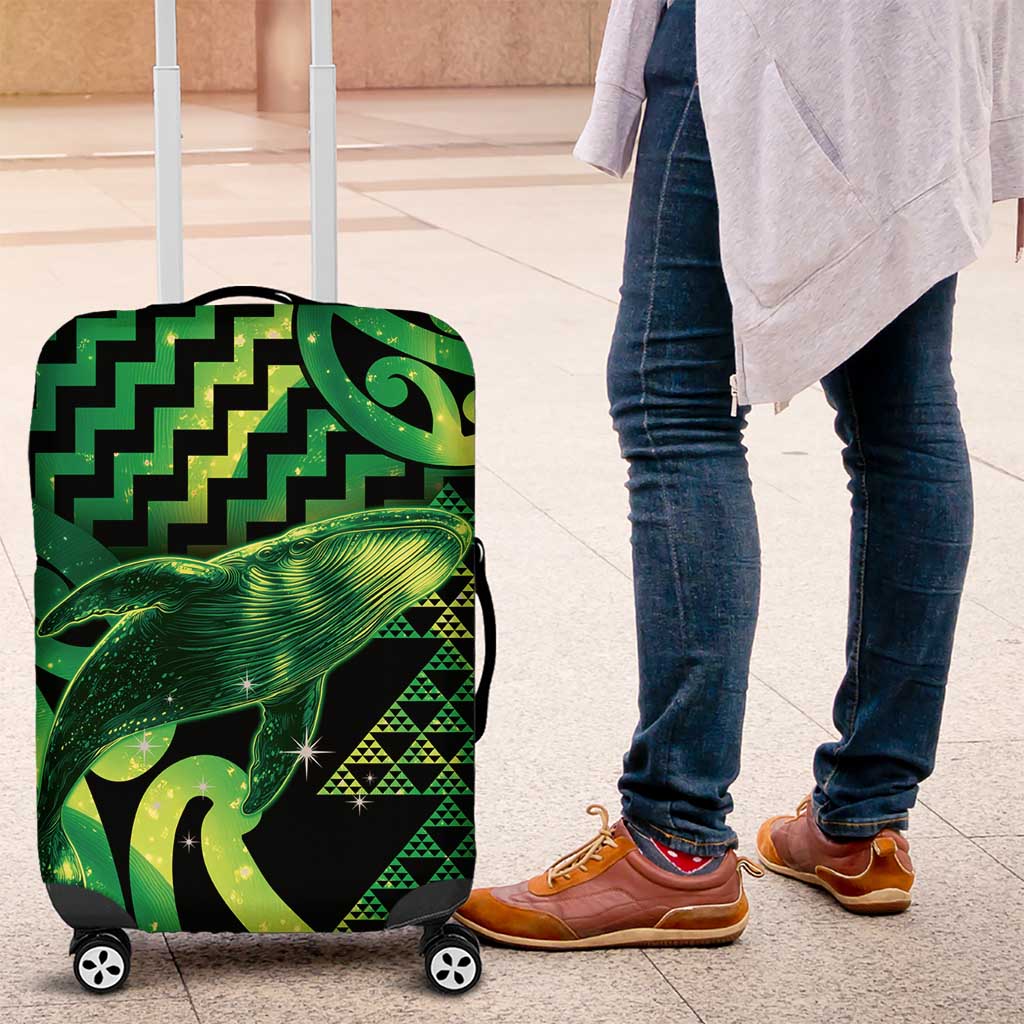 Humpback Whale Matariki New Zealand Luggage Cover NZ Maori Paikea Poutama Luxury Green LT14 Green - Polynesian Pride