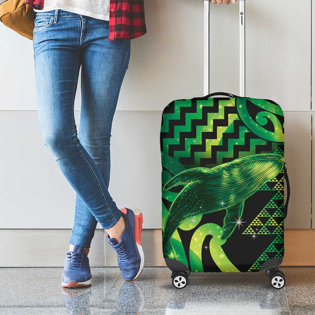 Humpback Whale Matariki New Zealand Luggage Cover NZ Maori Paikea Poutama Luxury Green