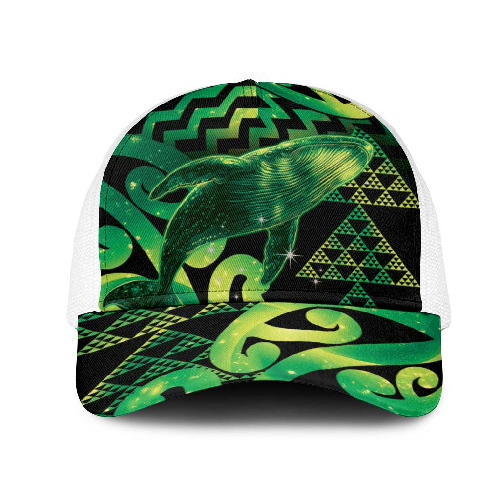 Humpback Whale Matariki New Zealand Mesh Trucker Cap NZ Maori Paikea Poutama Luxury Green