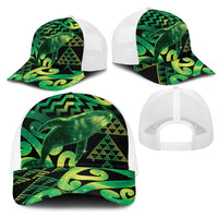 Humpback Whale Matariki New Zealand Mesh Trucker Cap NZ Maori Paikea Poutama Luxury Green
