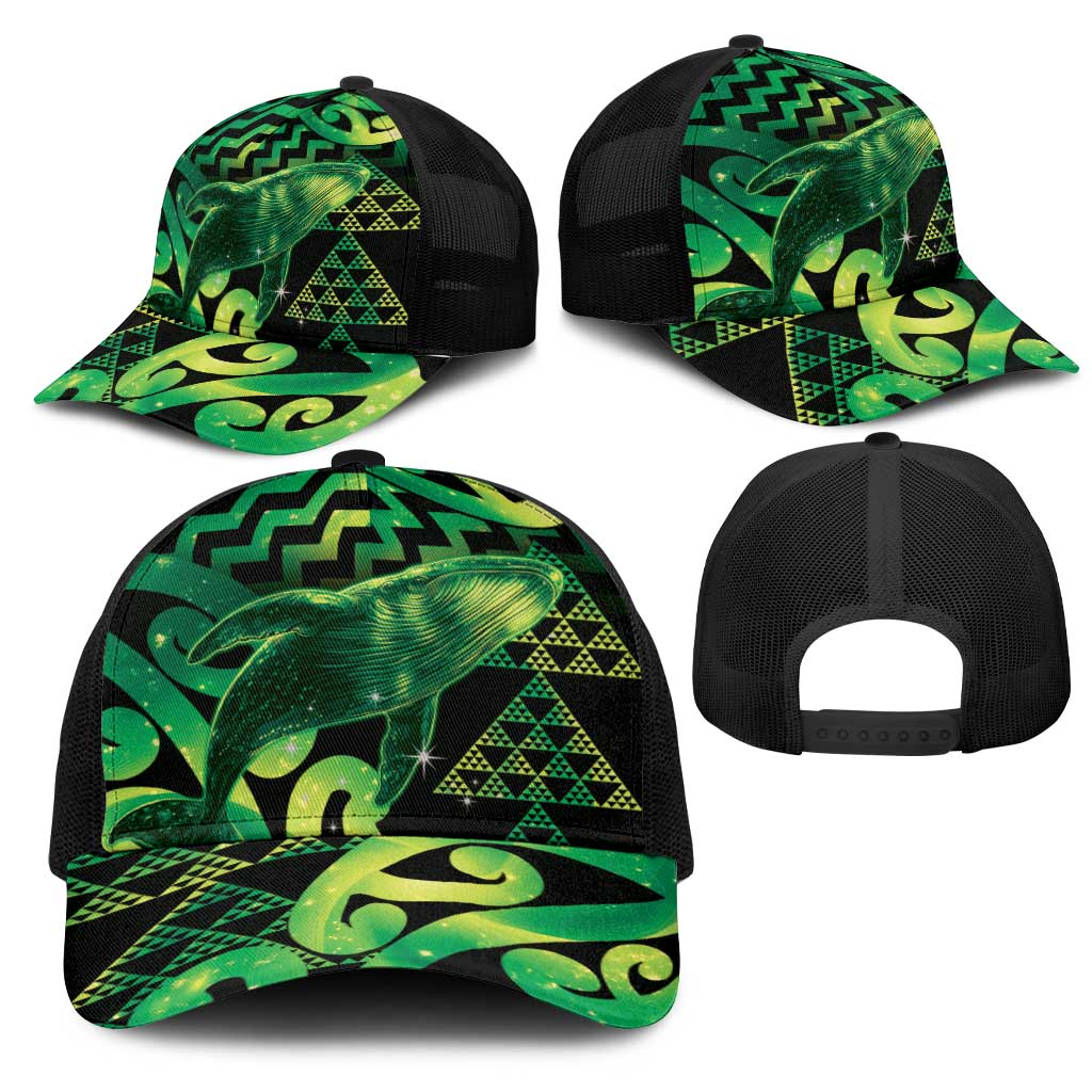 Humpback Whale Matariki New Zealand Mesh Trucker Cap NZ Maori Paikea Poutama Luxury Green