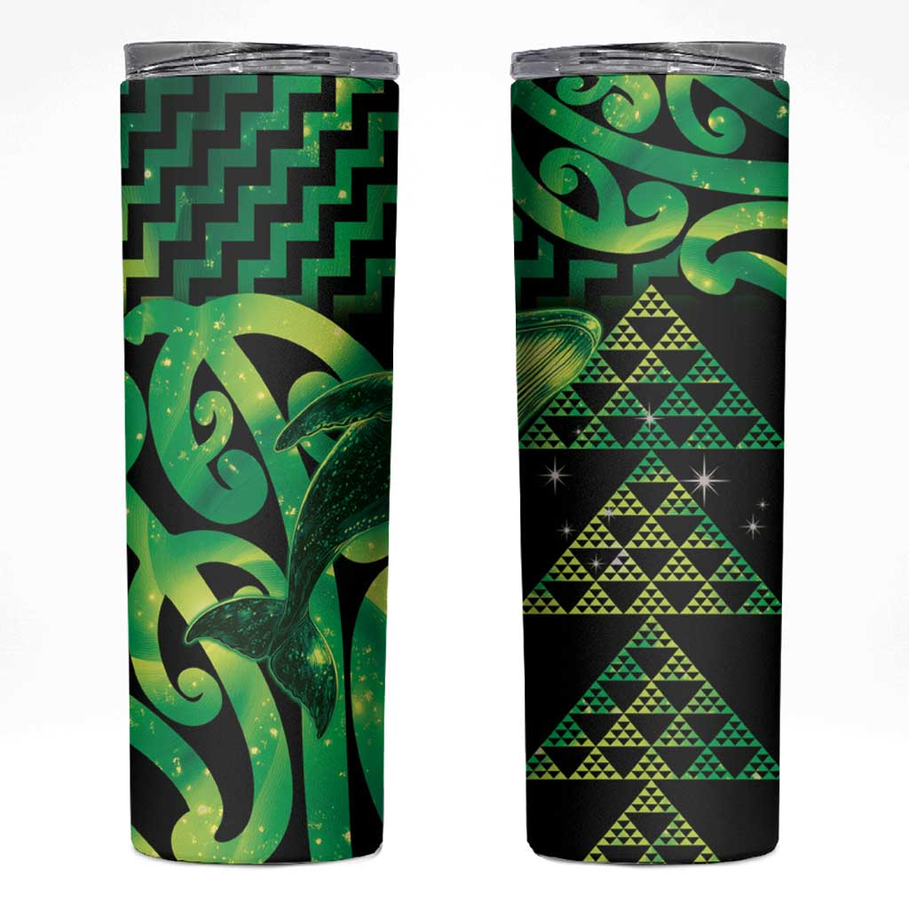 Humpback Whale Matariki New Zealand Skinny Tumbler NZ Maori Paikea Poutama Luxury Green