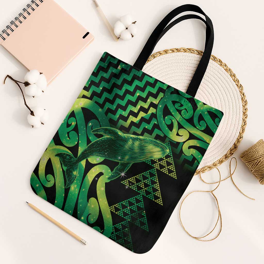 Humpback Whale Matariki New Zealand Tote Bag NZ Maori Paikea Poutama Luxury Green