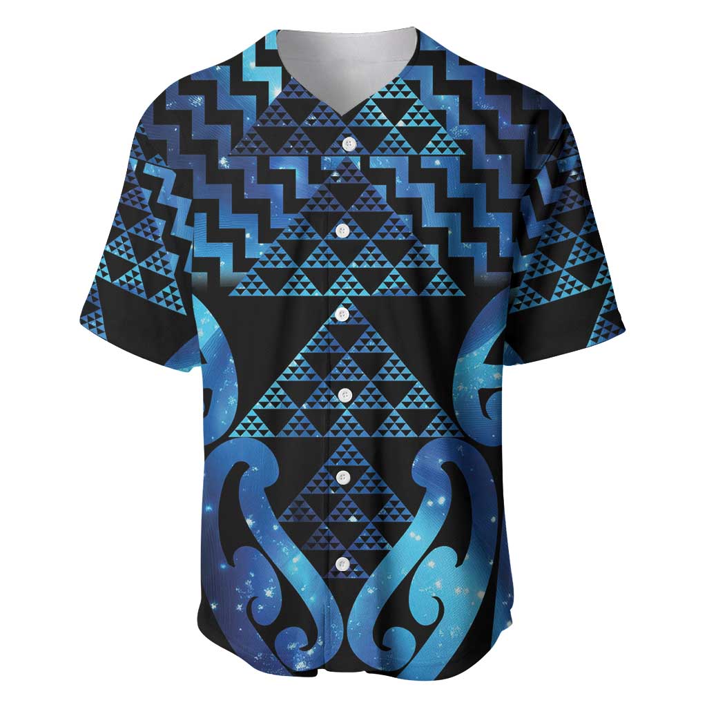 Taniko Motifs Matariki New Zealand Baseball Jersey NZ Niho Taniwha Poutama LT14 Blue - Polynesian Pride