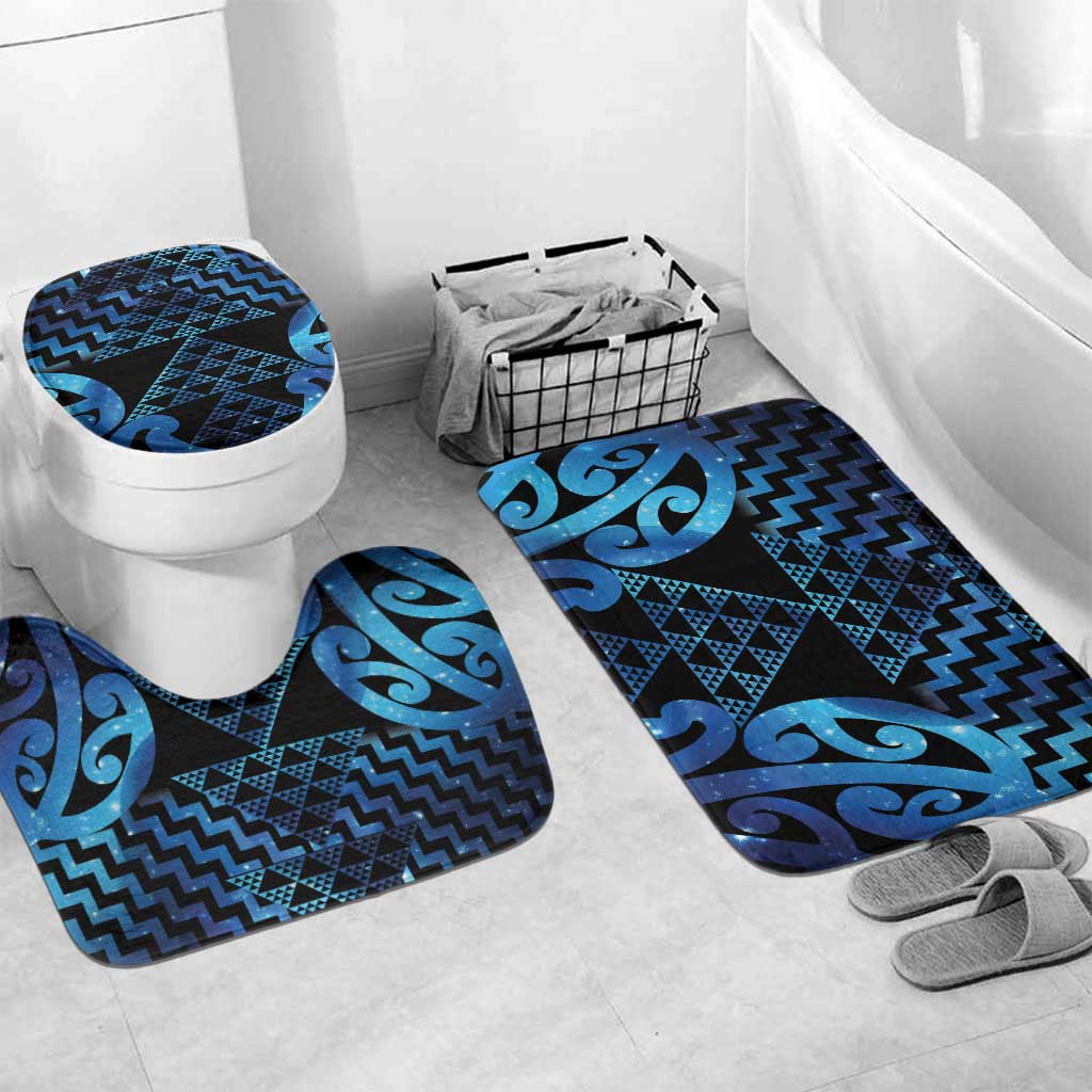 Taniko Motifs Matariki New Zealand Bathroom Set NZ Niho Taniwha Poutama LT14 Mat Set Only (3 pcs) One Size Blue - Polynesian Pride