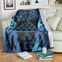 Taniko Motifs Matariki New Zealand Blanket NZ Niho Taniwha Poutama LT14 Blue - Polynesian Pride