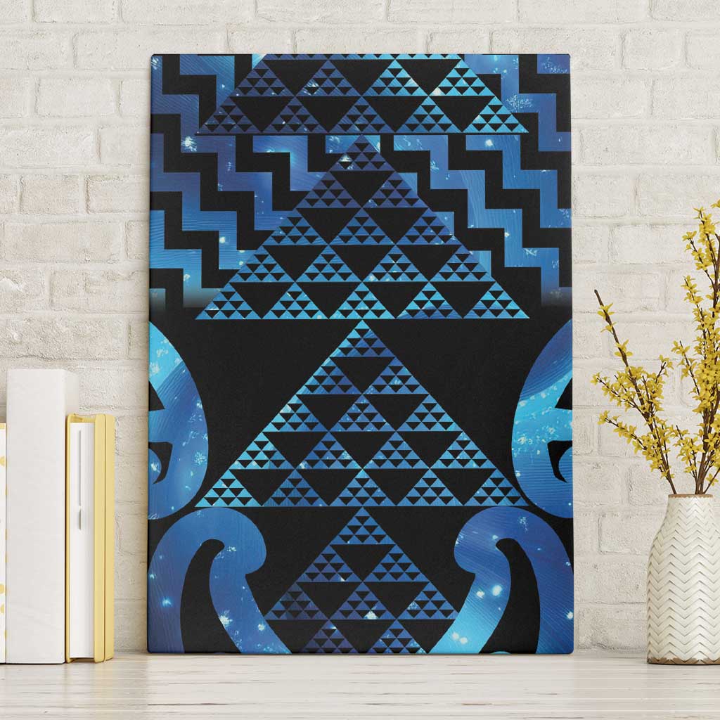 Taniko Motifs Matariki New Zealand Canvas Wall Art NZ Niho Taniwha Poutama LT14 Without Frame Blue - Polynesian Pride