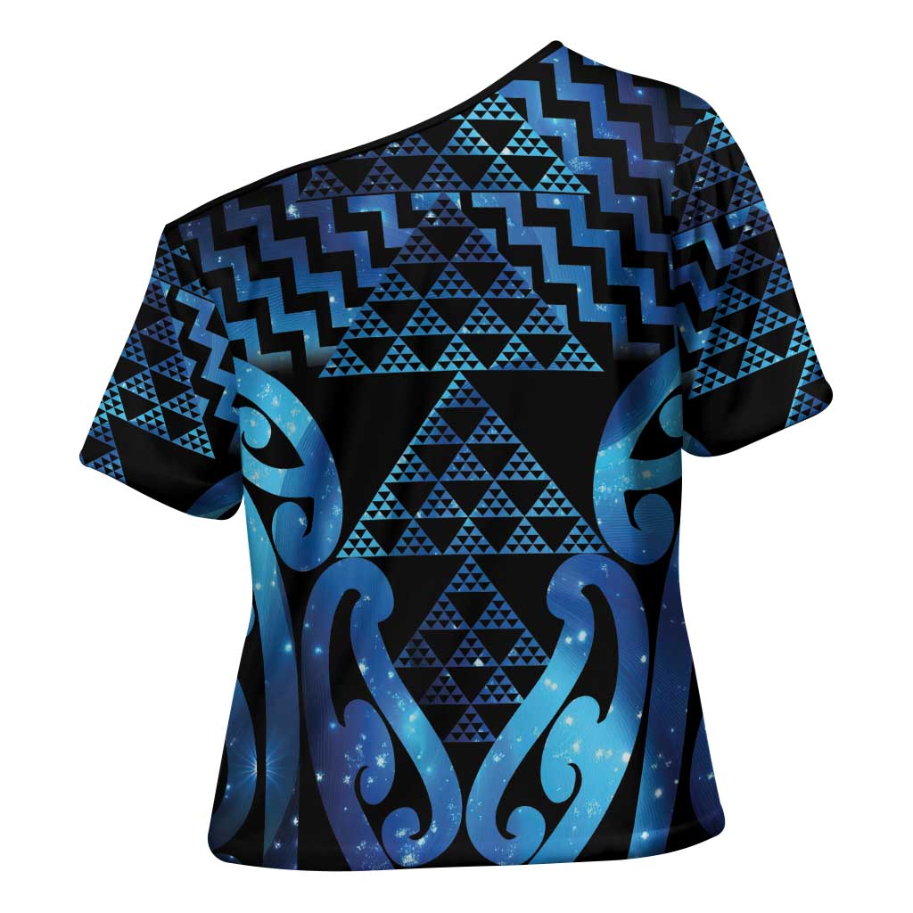 Taniko Motifs Matariki New Zealand Cross Shoulder Shirt NZ Niho Taniwha Poutama LT14 - Polynesian Pride