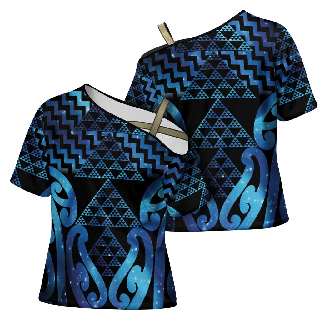 Taniko Motifs Matariki New Zealand Cross Shoulder Shirt NZ Niho Taniwha Poutama LT14 - Polynesian Pride