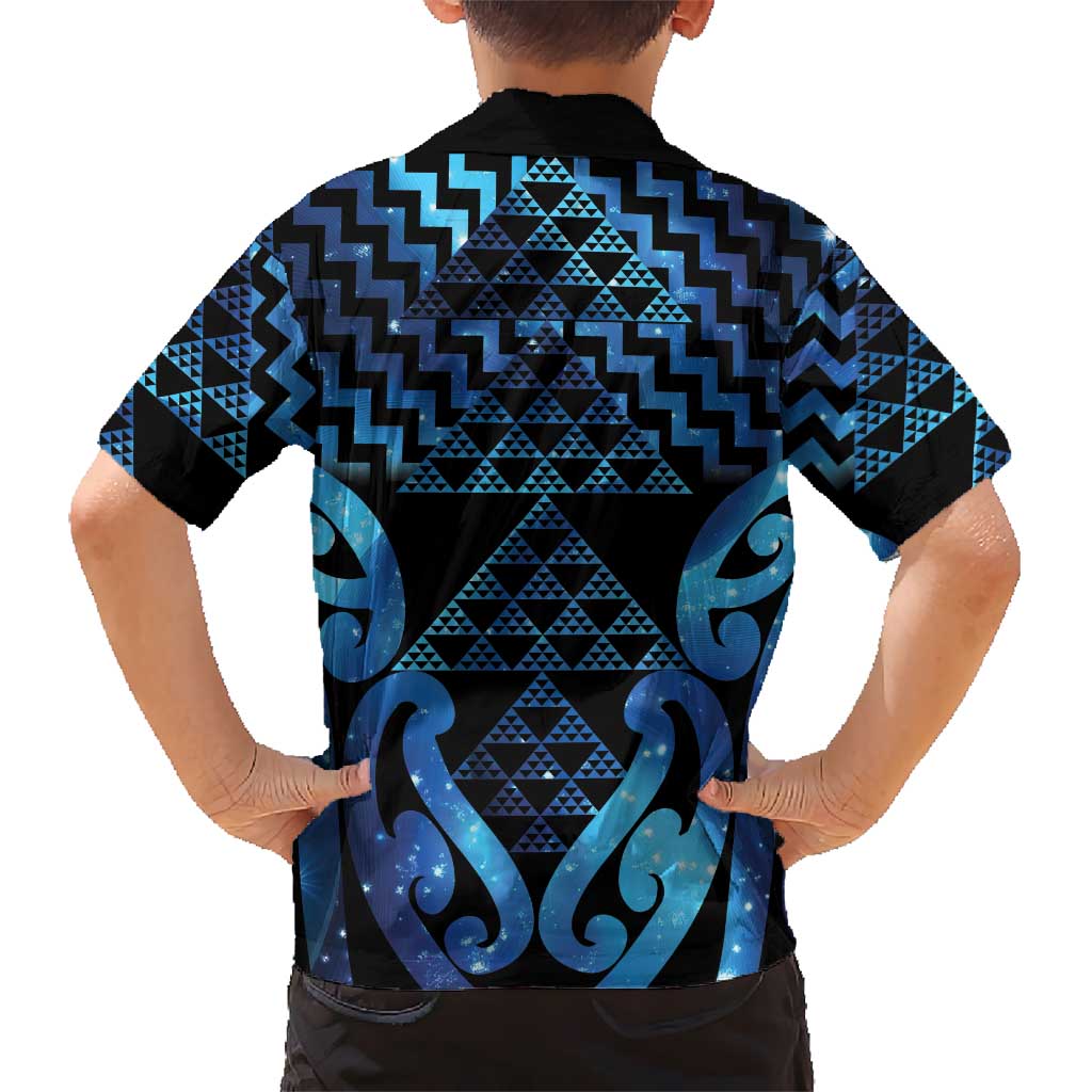 Taniko Motifs Matariki New Zealand Family Matching Off Shoulder Maxi Dress and Hawaiian Shirt NZ Niho Taniwha Poutama