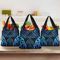 Taniko Motifs Matariki New Zealand Grocery Bag NZ Niho Taniwha Poutama LT14 3-pack One Size Blue - Polynesian Pride