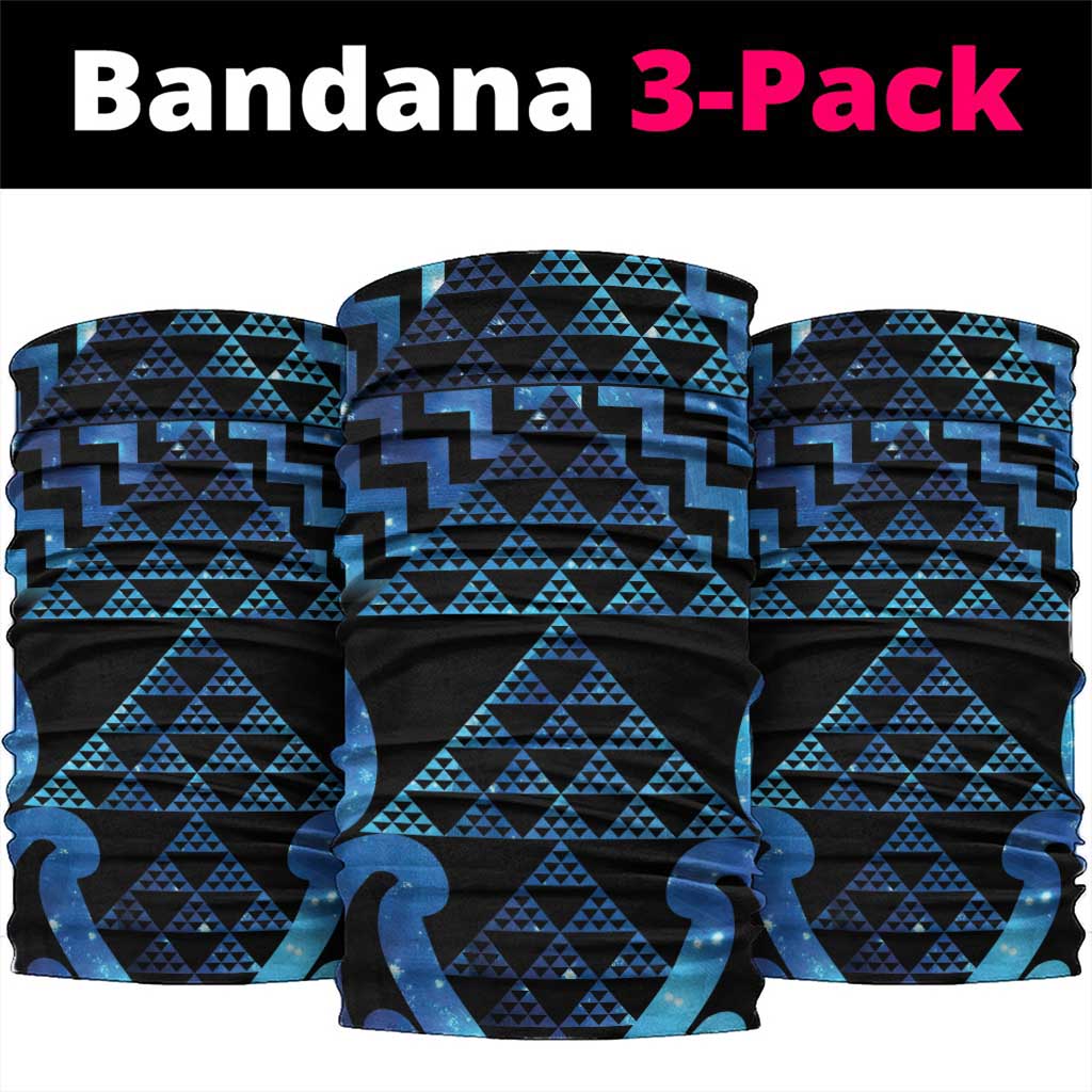 Taniko Motifs Matariki New Zealand Neck Gaiter NZ Niho Taniwha Poutama LT14 package One Size: 25*50cm Blue - Polynesian Pride